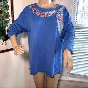 Bob Mackie Wearable Art Beaded Sweater Split Hem Size Large